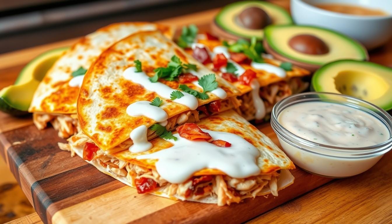 chicken bacon ranch quesadillas