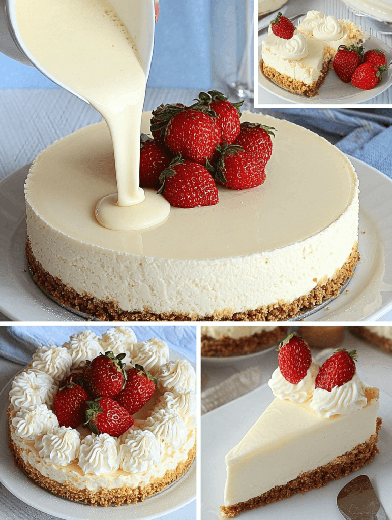A colorful assortment of no-bake cheesecakes in classic and creative flavors, displayed on a dessert table. Includes vanilla, strawberry, chocolate, mango, and lavender cheesecakes. Ideal for oven-free desserts, summer treats, and easy party recipes.
